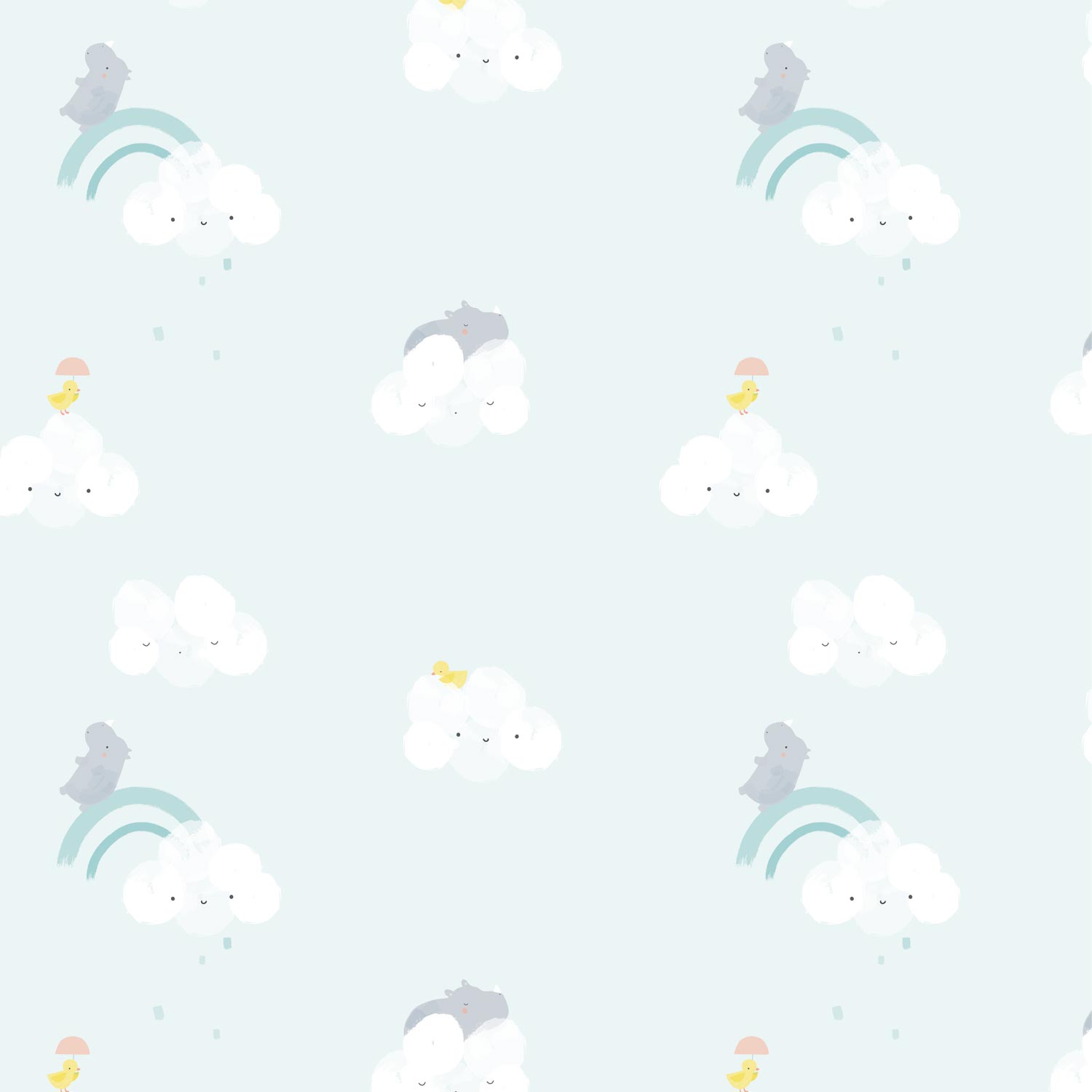 Poplin Sky Cloud Rhinos