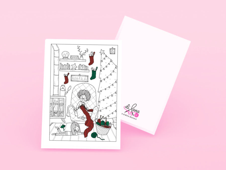 cartolina tema lavoro a maglia