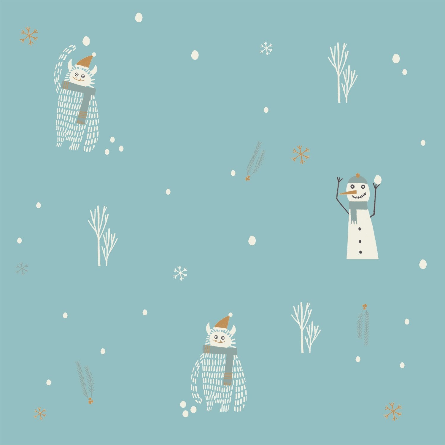 tessuto popeline yeti-snowman