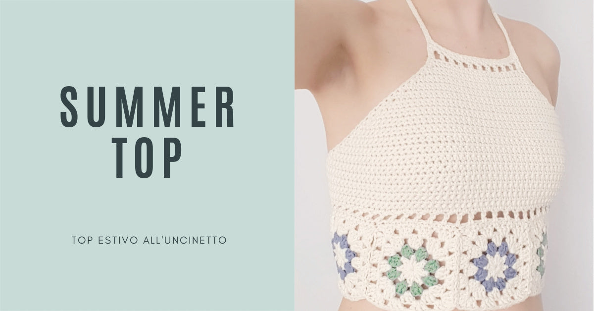 Top in cotone all'uncinetto
