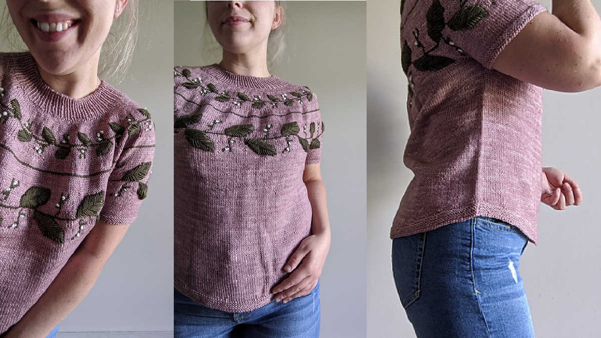 modello pullover ai ferri florale